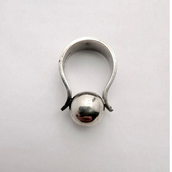 Vintage 70s Andreas Mikkelsen AJ Danish Modernist Sterling Silver Sphere Ring - Picture 1 of 9